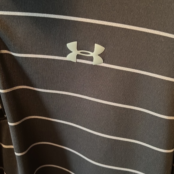 Under Armour 1/4 zip pullover. Black with gray stripes. - Picture 3 of 4